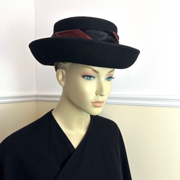 Vintage LAURA ASHLEY Great Britain black wool hat - Picture 5 of 11